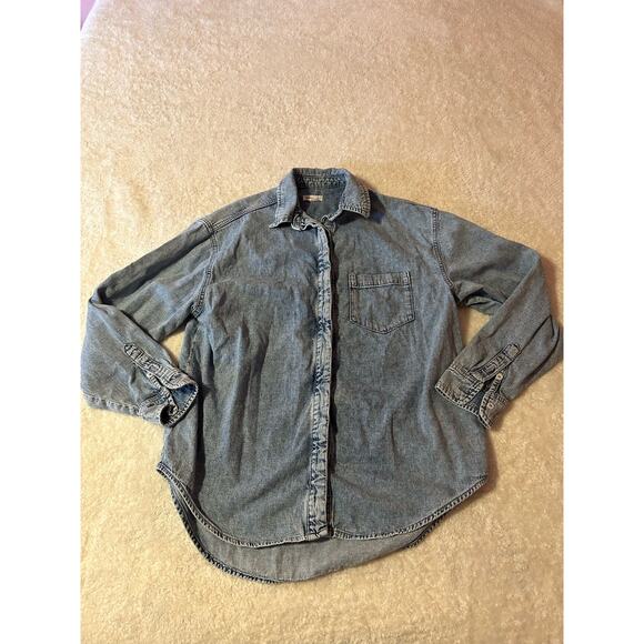 GOOD AMERICAN Easy Shirt In Indigo Size Medium - Picture 2 of 9